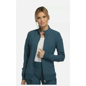Cherokee Scrubs Zip Front Warm Up Jacket CK303 CAR Caribbean Blue Small